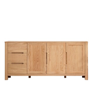 全实木餐边柜纯红橡木餐边橱碗1.8米长度1.5北欧风玻璃抽屉柜