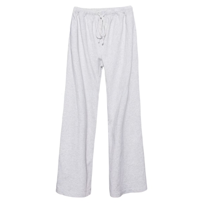 Mengling梦玲 假日松弛 浅灰纯棉系绳低腰慵懒松弛柔软休闲长裤