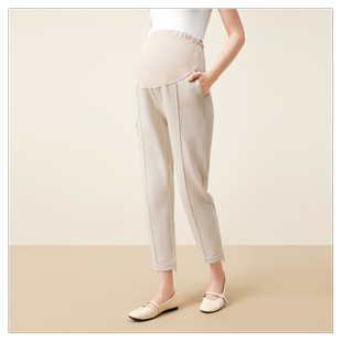 全棉时代孕妇裤子九分裤外穿针织棉休闲百搭宽松不勒肚子通勤穿搭