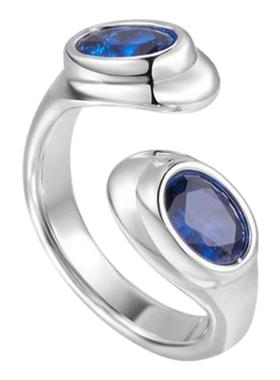 TIKOO星光蓝宝石开口戒指小众设计师原创高级轻奢时尚可调节尾戒