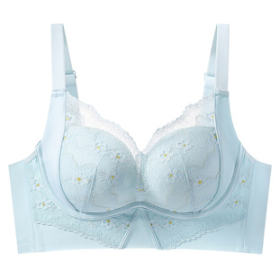 中厚杯小胸内衣聚拢显大不空杯收副乳调整型蕾丝文胸上薄下厚B90A