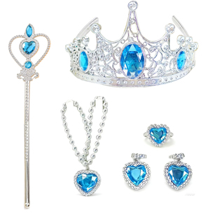 儿童皇冠冰雪艾莎公主魔法棒项链戒指耳坠配头饰生日礼物演出发箍