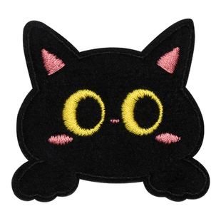 小黑猫卡通布贴衣服鞋子自粘刺绣小补丁贴羽绒服修补破洞装饰贴