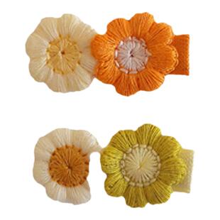 女童针织小花春夏款搭配头饰发饰幼儿宝宝浅黄色品质刘海夹碎发夹