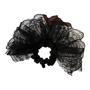 韩系双层蕾丝裙摆半圆头花发圈女高级感扎头皮筋头绳仙气发绳头饰