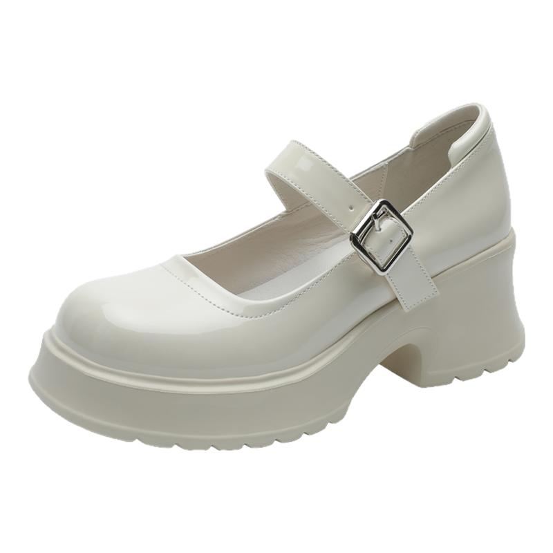 真皮厚底玛丽珍鞋女2025新款春夏季百搭粗跟英伦风小皮鞋复古单鞋