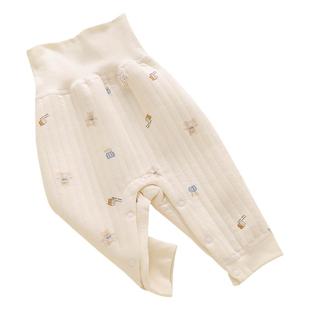 新生婴儿裤子纯棉春秋款保暖小月龄宝宝保暖高腰护肚按扣大屁屁裤