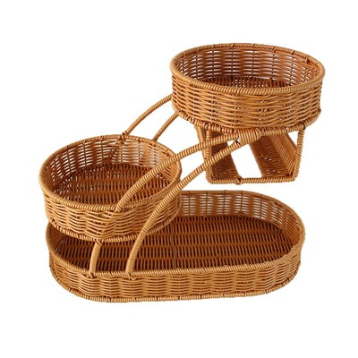 仿藤编织多层水果篮收纳展示架