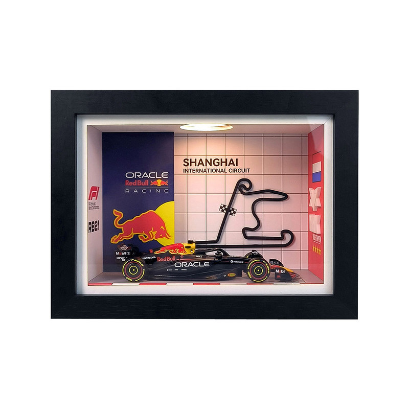 F1红牛3D立体赛道维斯塔潘赛车模型展示相框带夜灯光发光桌面摆件