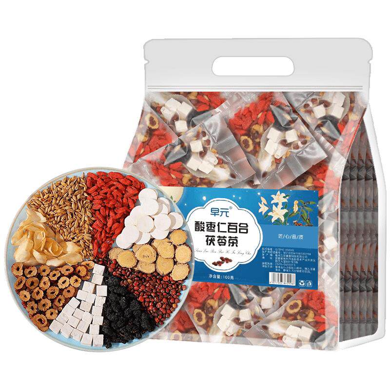 酸枣仁百合茯苓茶正品多梦助失非眠非睡眠茶非养生茶泡水喝的东西
