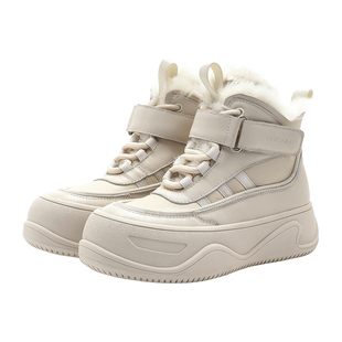 哈森东北雪地靴冬季新款增高厚底皮毛一体加绒休闲女靴HWA230175