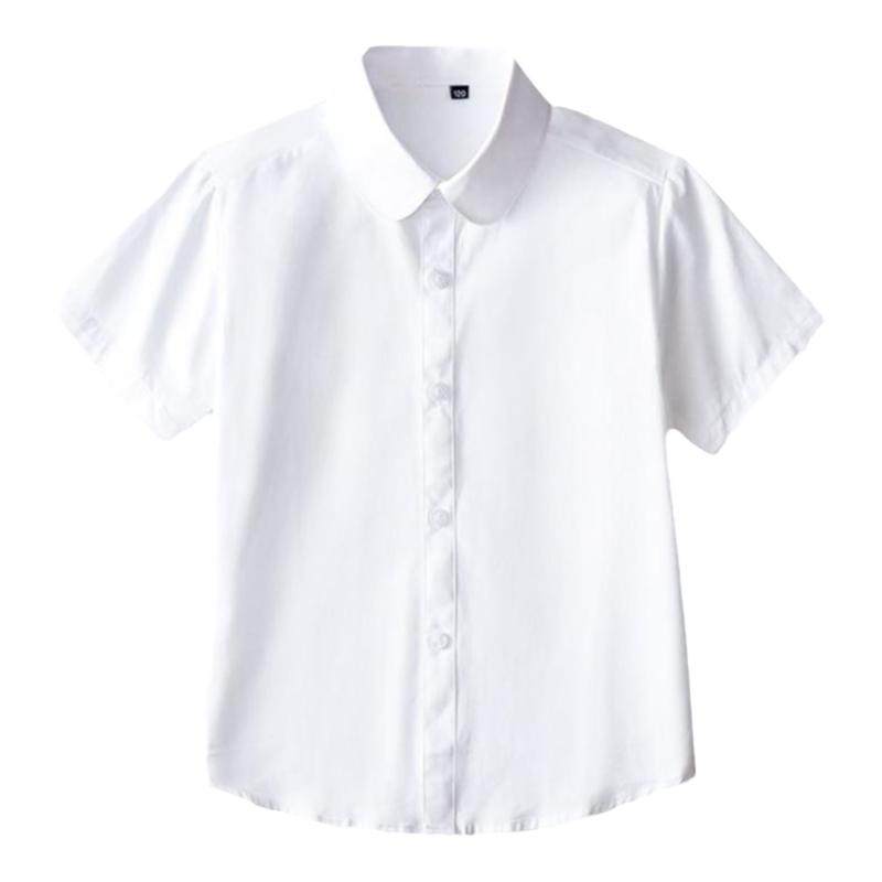 儿童衬衫女童短袖学院风夏季小学生校服圆领白色长袖衬衣表演出服