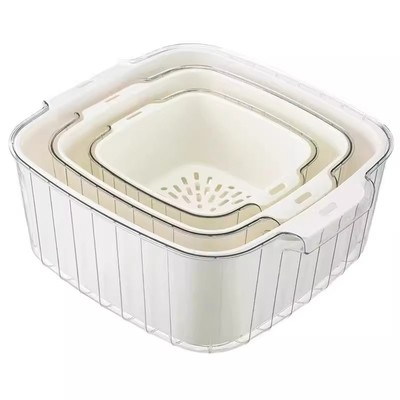双层沥水篮厨房洗菜盆客厅家用水果盘加厚淘米洗菜篮子收纳食品级