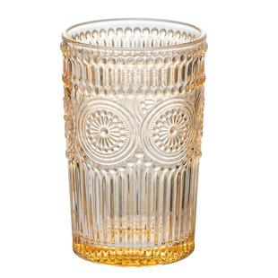 摩登主妇玻璃杯浮雕家用水杯套装女ins风金边夏季太阳花咖啡杯子