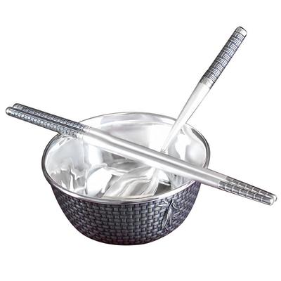 滇庆堂足银999雪花银碗套装