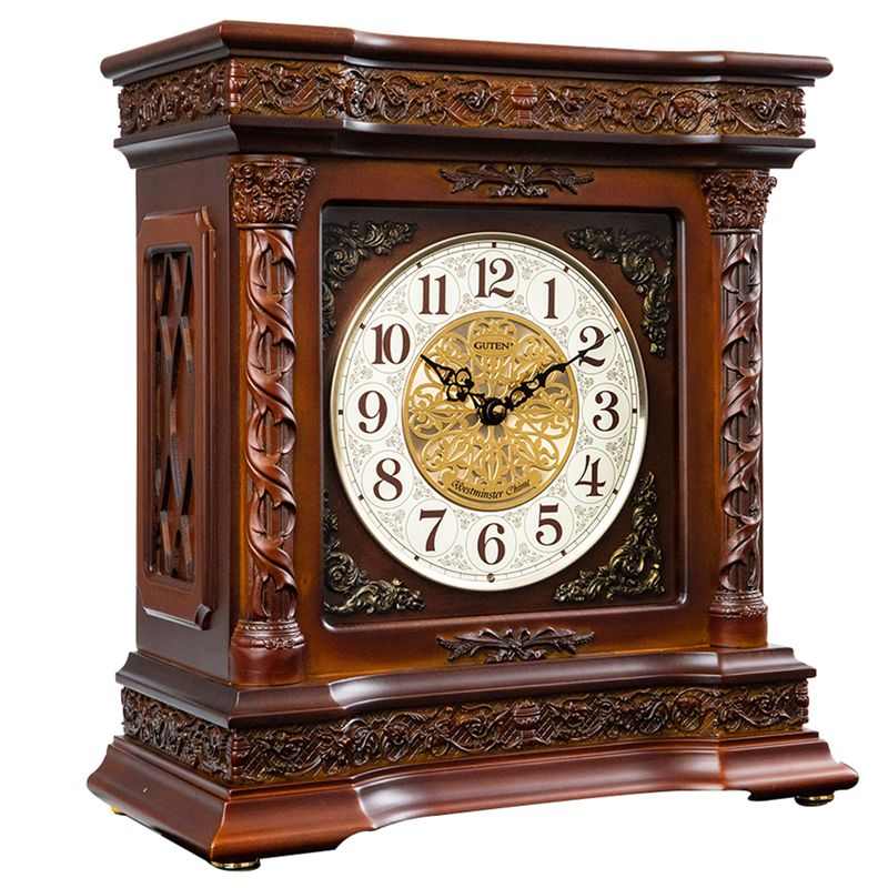 威弗列德中式立体浮雕石英钟表整点报时钟实木钟客厅欧式静音台钟