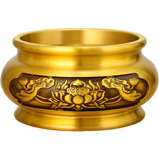 黄铜香炉仿古纯铜家用室内供奉佛观音财神爷香薰炉线香插上檀香炉