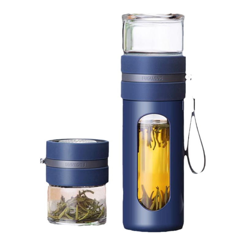 富光雙層玻璃杯茶水分離泡茶杯水杯男便攜防摔泡茶師過濾塑玻杯子