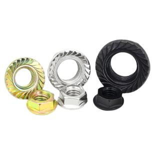 镀镍六角法兰螺母镀锌碳钢花齿带垫锁紧防滑螺丝帽螺母M3M4M5M6M8