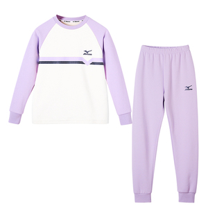 美津浓Mizuno儿童睡衣套装男女孩童保暖内衣家居服春秋季中大孩童