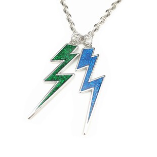 吴磊同款蓝绿色双闪电项链男女嘻哈个性钛钢毛衣链爱情而已宋三川