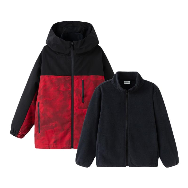 巴拉巴拉男童外套大童红色便服潮