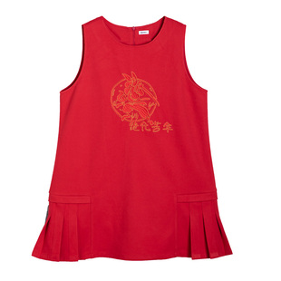 清仓款】胖女童冬装连衣裙女孩加肥加大码加绒女大童红色长裙子