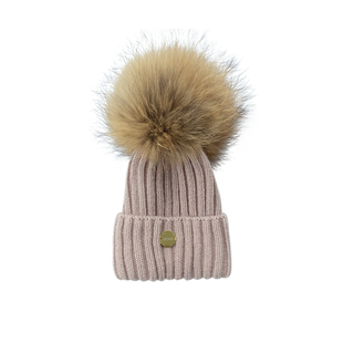 婴儿帽子秋冬3个月儿童皮草兔绒毛球帽INS新生幼儿护耳针织套头帽