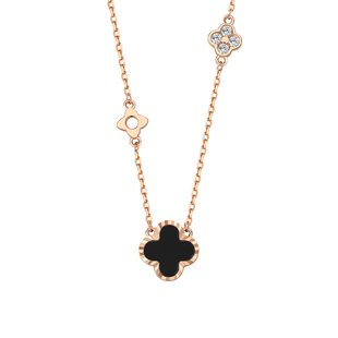 中国黄金央创纯银四叶草项链女款生日情人节礼物送女友妈妈99足银