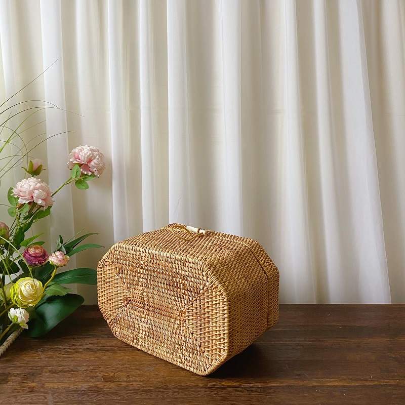 越南八边柳编藤编收纳盒普洱柳编手提盒筐茶叶罐收纳盒收批发