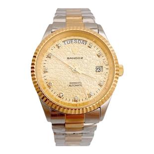 山度士手表男男士全自动机械表名全钢表带大表盘防水时尚休闲