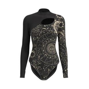 atlanticbeach泳衣女长袖防晒连体游泳衣时尚性感冲浪服