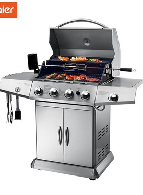跨境电商不锈钢庭院户外烧烤炉燃气木炭两用烧烤架gas grill bbq