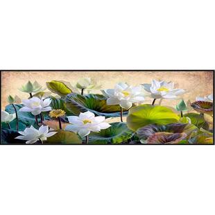 荷花2026新款手工刺绣打发时间高级感十字绣线绣客厅风景满绣莲花