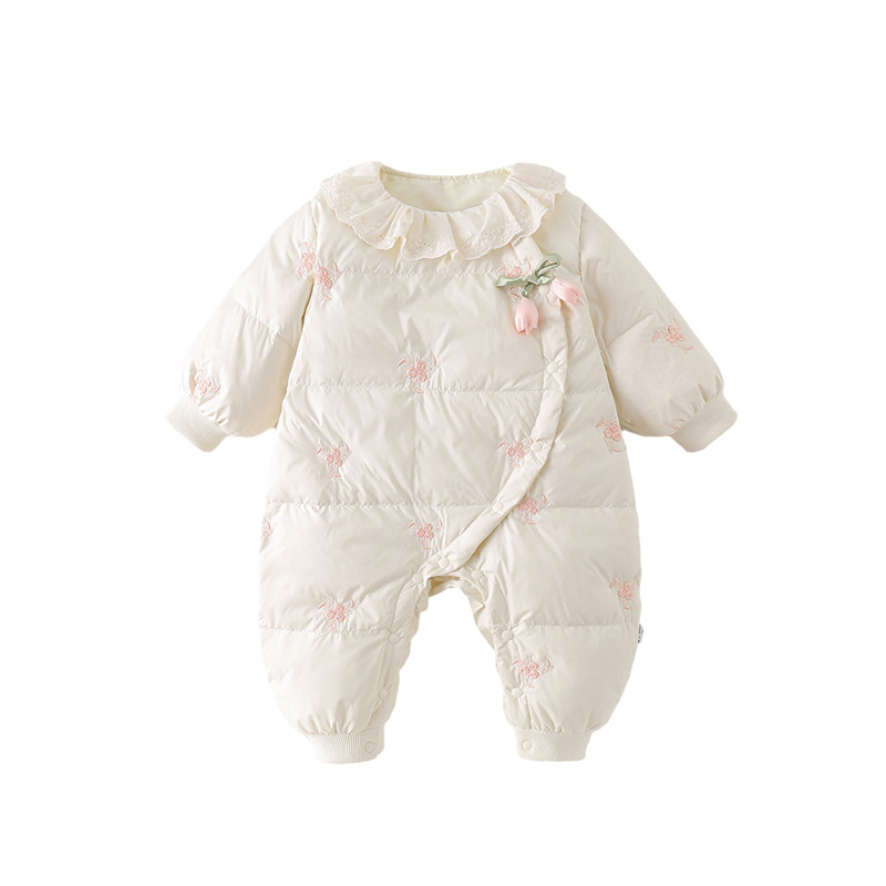 婴儿轻薄羽绒服女宝宝秋冬装连体衣冬季衣服可爱公主哈衣外出抱衣