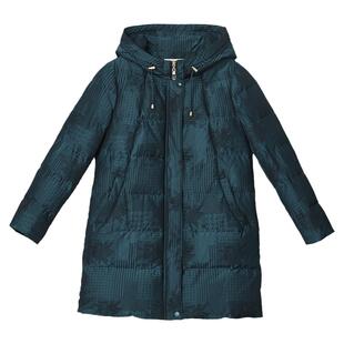 妙采旗舰店妈妈羽绒服中长款加厚冬装时尚印花连帽修身保暖外套