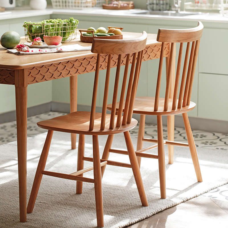 浮生记/北欧温莎椅 实木餐椅靠背椅子出口简约现代白橡木餐厅家具