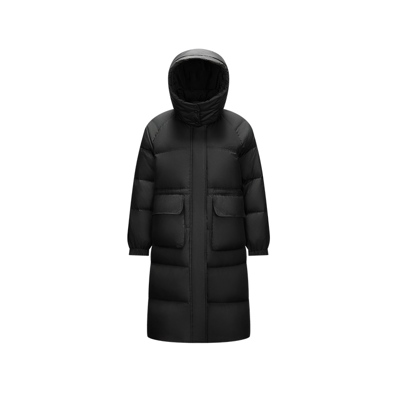 轻松羽绒|商场同款森马羽绒服女长款可拆卸连帽2024新款肌理冬装