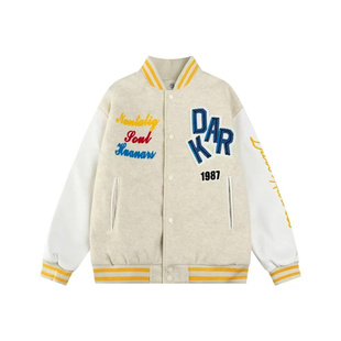 美式复古字母刺绣棒球服外套男女春秋季国潮学生宽松百搭情侣夹克