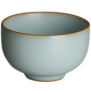 青澹汝窑功夫茶杯主人杯陶瓷景德镇青瓷品茗杯开片冰裂釉汝瓷茶具