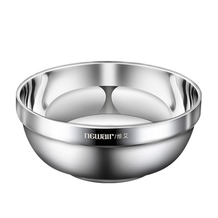 304不锈钢碗食品级双层防烫汤饭碗泡面碗带盖大碗家用宿舍用学生