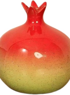 创意石榴陶瓷花瓶摆件高级感水培插花器桌面艺术装饰红色