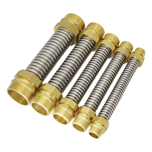 304不锈钢中央空调波纹管4分6分1寸双外丝铜头金属软管DN15 20 25