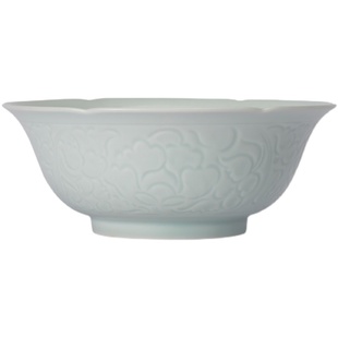 景德镇家用陶瓷餐具不沾油米饭碗汤碗仿宋青瓷雕刻面碗中式高足碗