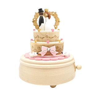 台湾jeancard木质卡农八音盒旋转音乐盒创意结婚礼物新婚情人节