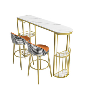 新款岩板吧台家用客厅阳台厨房餐桌隔断酒柜靠墙高脚长条桌椅轻奢