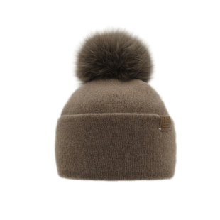 冰岛100%美利奴羊毛针织帽子女秋冬保暖护耳大头围狐狸毛球毛线帽