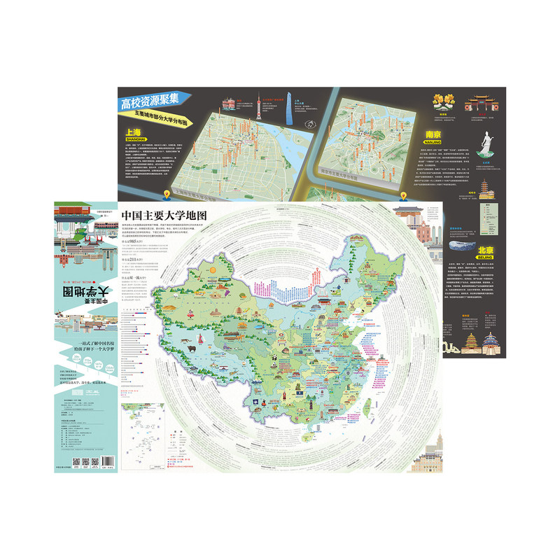 【北斗直发】2026年中国主要大学地图共2张 全国本科高校985 211大学分布 各省大学地图名校高清海报挂图高三教室励志目标墙贴