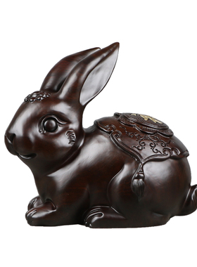 实木雕刻客厅工艺品兔子摆件