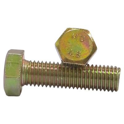 镀彩锌外六角螺栓4.8级黄锌外六角螺丝螺杆彩锌M6M8M1012-M20